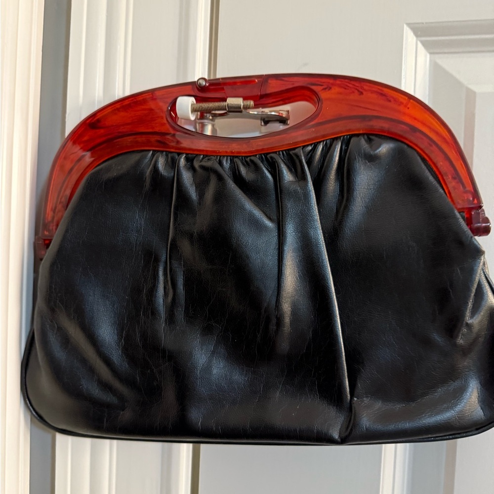 Vintage Black and Red Clutch with Retro Silhouette